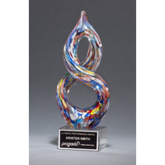 Helix-Shaped Multi-Color Art Glass Award