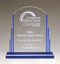 Art Deco Style Acrylic Award with Blue Accents