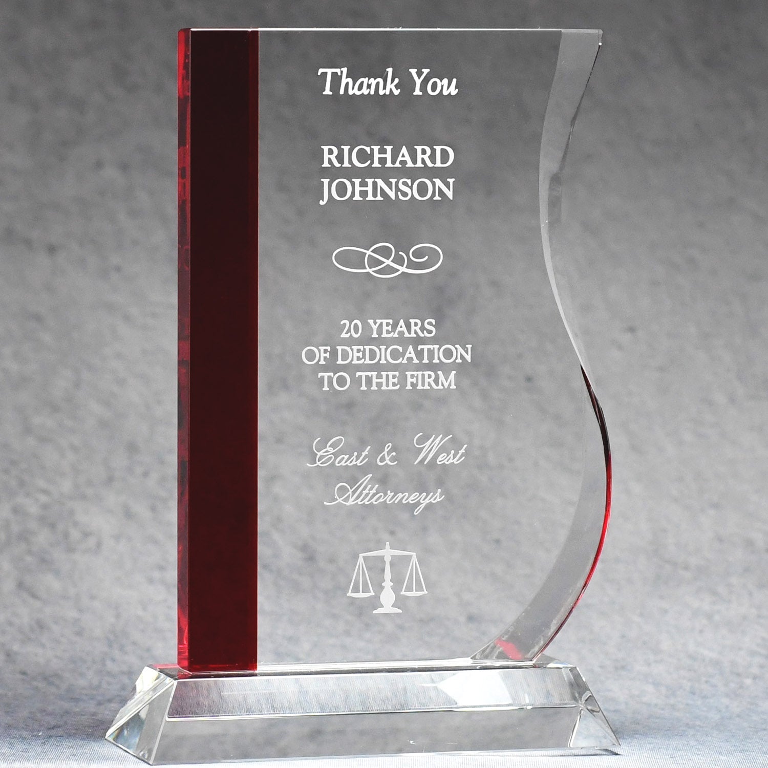 Red Stripe Wave Crystal Award