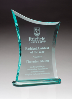 Contemporary Jade Glass Award with Oval-Shaped Base