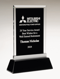 Rectangular Clear Glass with Black Painted Background, Black High Gloss Base