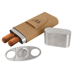 Laserable Leatherette Cigar Case with Cutter