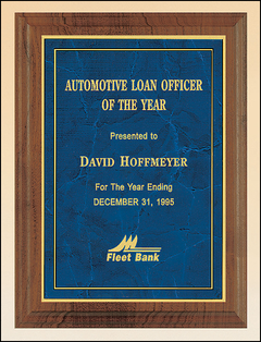 American Walnut Plaque with Marble Finished Plates