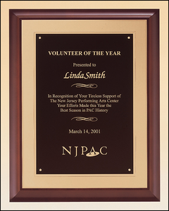 Cherry Finish Wood Plaque with Florentine Plate