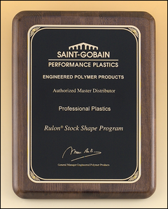 Walnut Stained Piano Finish Plaque with Brass Plate