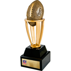 Gold tone fantasy football tower with black base