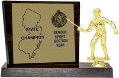 Fencing State Champion Award, Walnut Styled Replica
