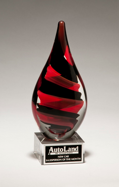 Black and Red Helix Art Glass Award