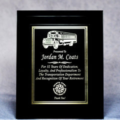 Executive Black Mirrored Glass Plaque with Plate