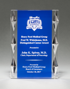 Acrylic Award with Blue Background and Jewel Accents