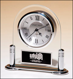 Glass Clock with Silver Accents
