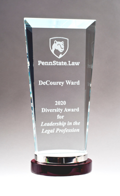 Premium Series Glass Award with Rosewood and Aluminum Base