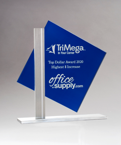 Diamond Series Blue Silk Screened Glass Award