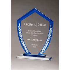 Shield Glass Award "â€œ Color Border with White Laurel Leaves