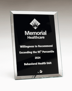 Clear Glass Award with Black Painted Background Silver Plated Post