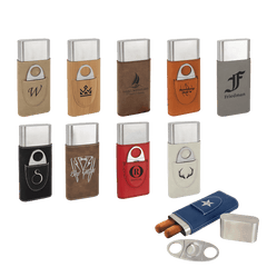 Laserable Leatherette Cigar Case with Cutter