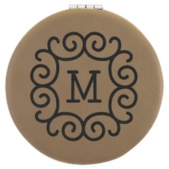 2 1/2" Laserable Leatherette Compact Mirror