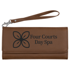 7 1/2" x 4" Laserable Leatherette Wallet with Strap
