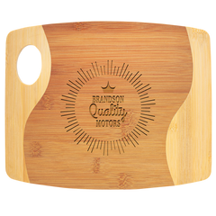 Bamboo Two Tone Cutting Board with Handle