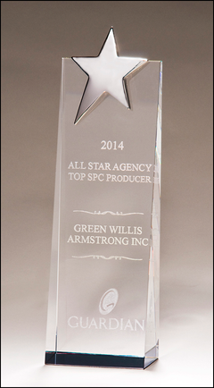 Crystal Award with Chrome Plated Star