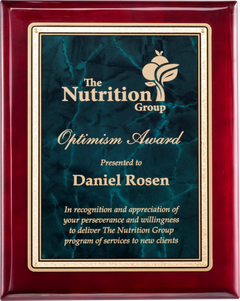 Rosewood Piano Finish Plaque with Marble Design Brass Plate