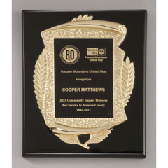 Piano Finish Plaque with Gold Finished Casting