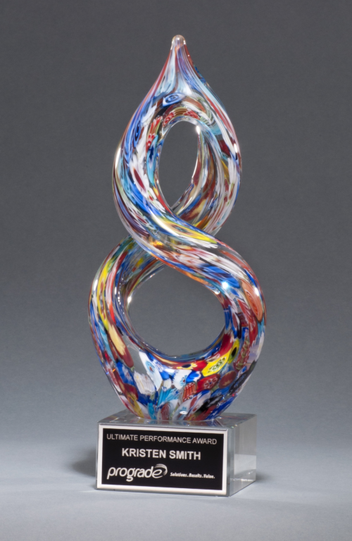 Helix-Shaped Multi-Color Art Glass Award