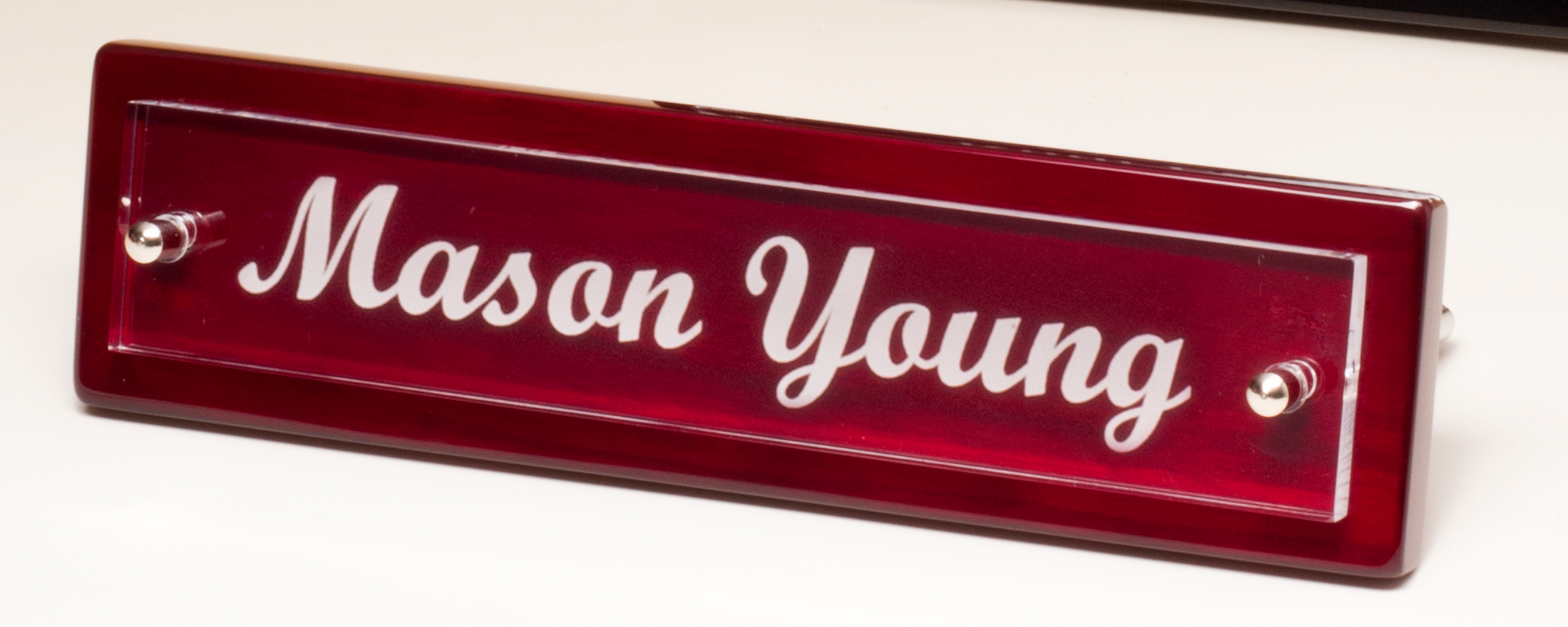 Rosewood Piano Finish Nameplate with Acrylic Engraving Plate