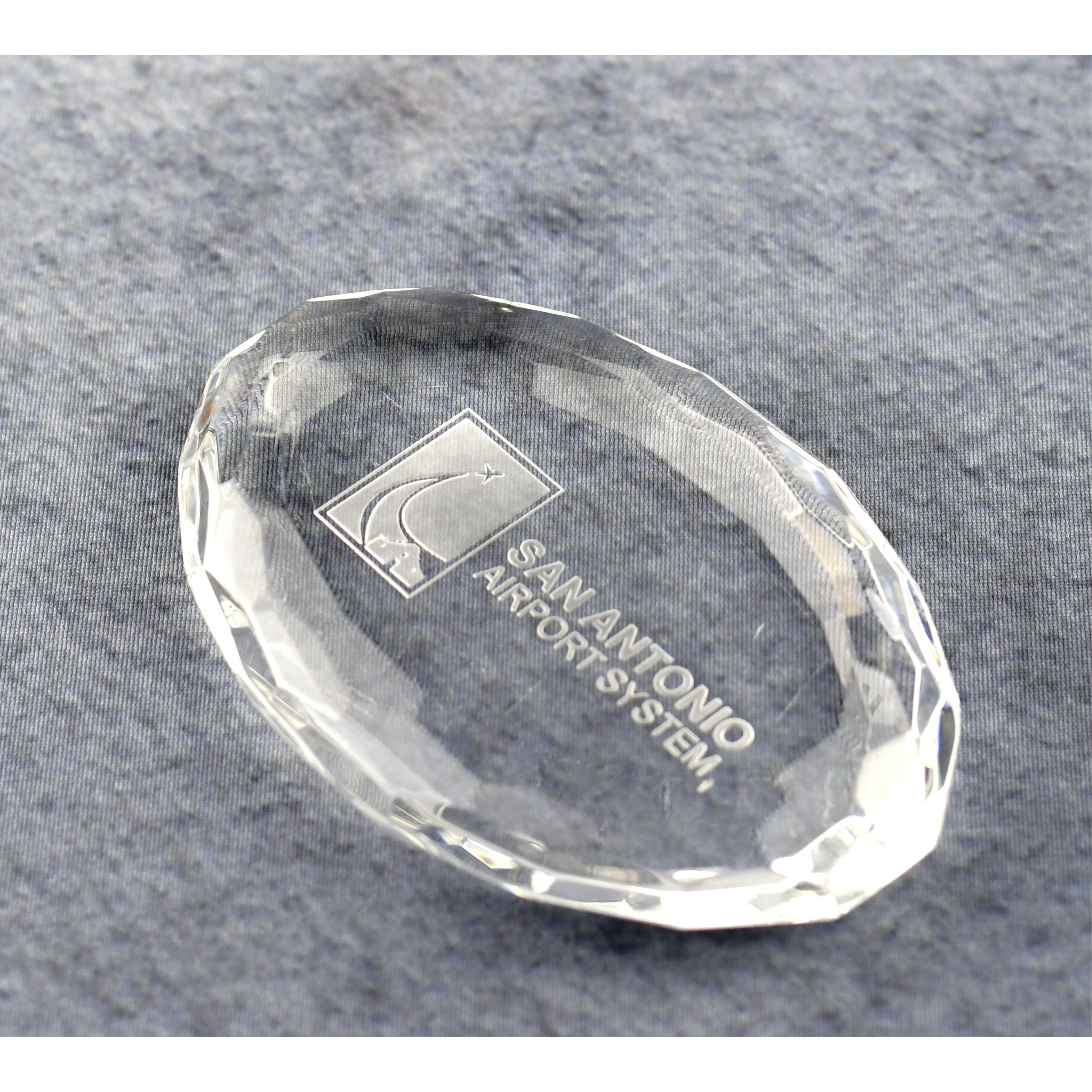 Crystal Oval Multi-Faceted Paperweight