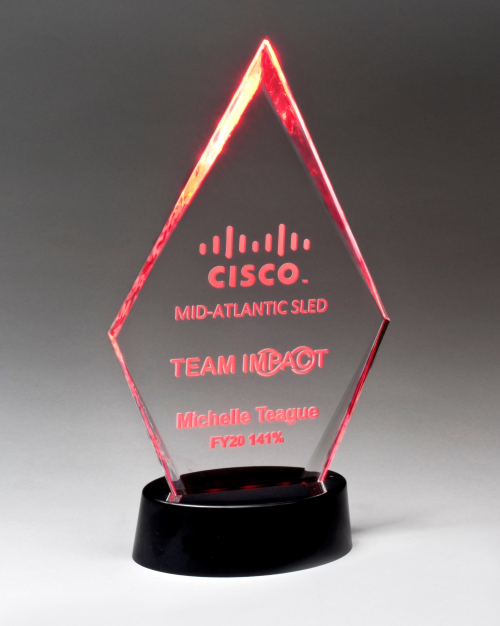 Clear Acrylic Award with LED Base  - 7 Colors 