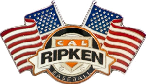 Cal Ripken Emblem & Crossed USA Flag Trading Pin
