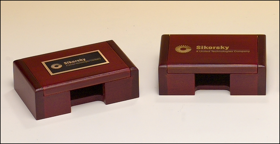 Rosewood-finish Business Card Box