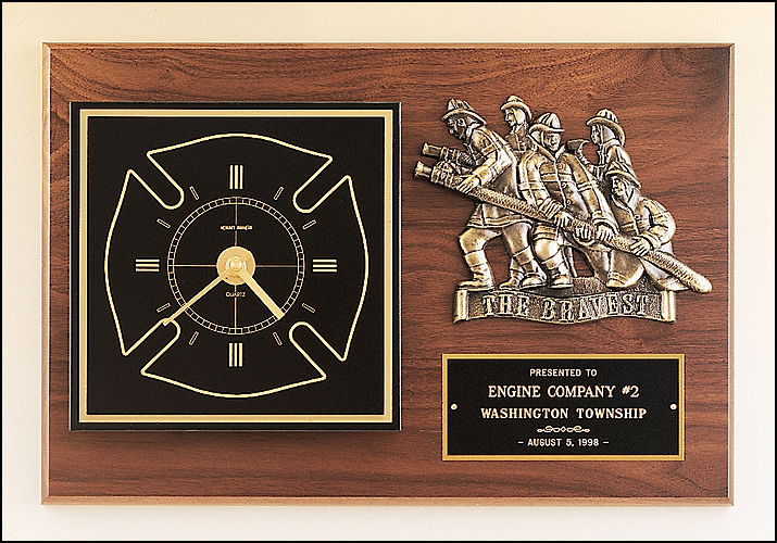 Fireman Award Clock with Antique Bronze Finish Casting