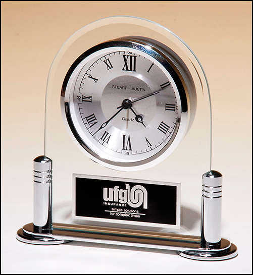 Glass Clock with Silver Accents
