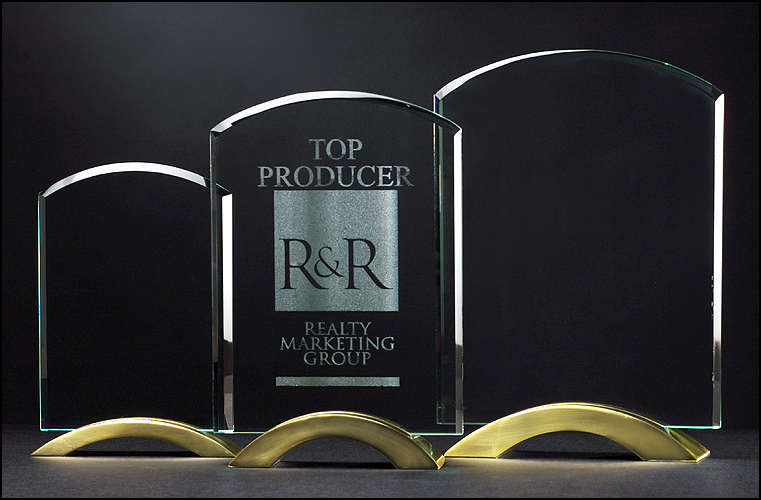Arch Series Glass Award with Gold Metal Base