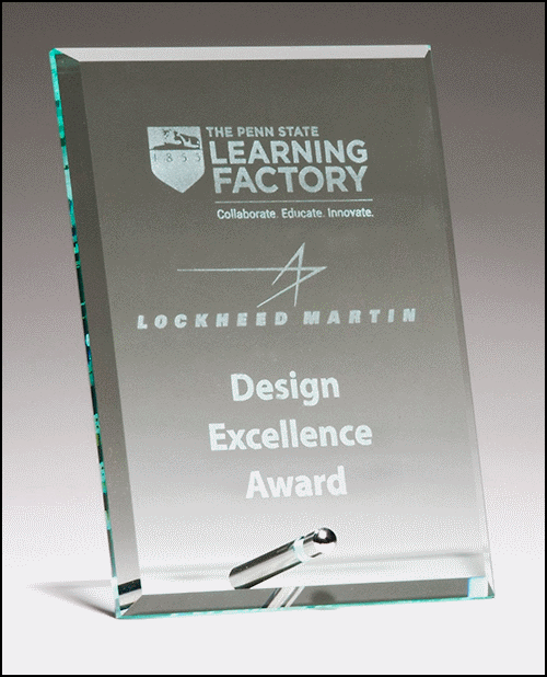 Clear Glass Award with Silver Plated Post