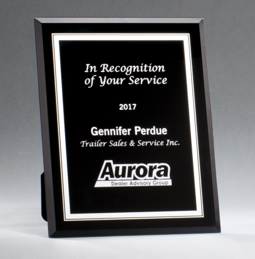 Black Glass Plaques with Silver Borders