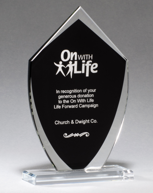 Shield Shaped Glass Award with Black Center