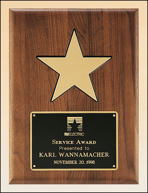American Walnut Plaque with 5" Gold Star