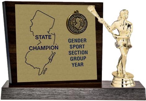 Lacrosse State Champion Award, Walnut Styled Replica
