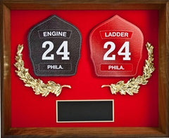 Shadow Box Plaque with Dual Fire Badge
