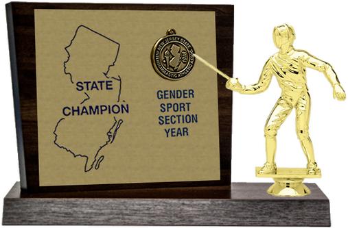 Fencing State Champion Award, Walnut Styled Replica