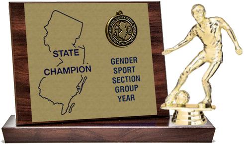 Soccer State Champion Award, Cherry Finish Styled Replica