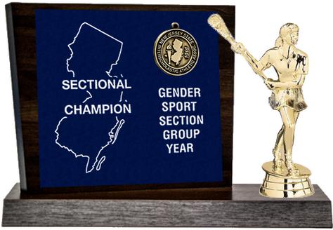 Lacrosse Sectional Champion Award, Walnut Styled Replica
