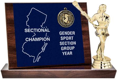 Lacrosse Sectional Champion Award, Cherry Finish Styled Replica