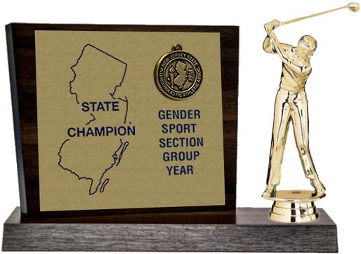 Golf State Champion Award, Walnut Styled Replica