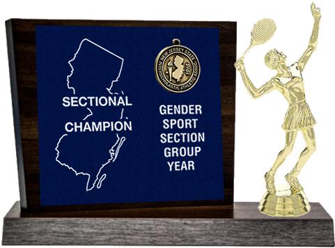 Tennis Sectional Champion Award, Walnut Styled Replica