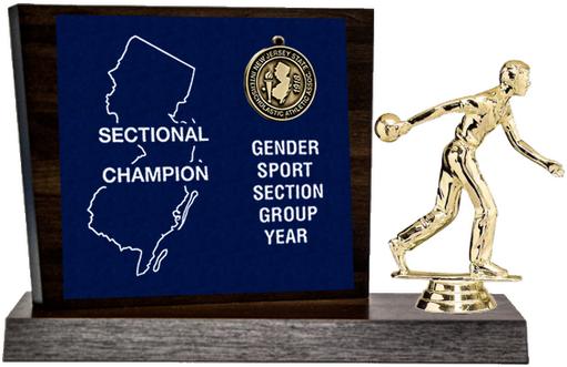 Bowling Sectional Champion Award, Walnut Styled Replica