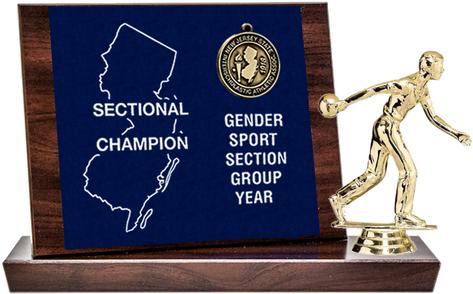 Bowling Sectional Champion Award, Cherry Finish Styled Replica
